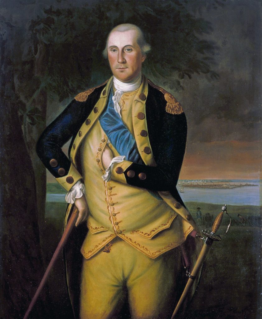 Portraits of George Washington, Theodore Roosevelt, and Ronald Reagan