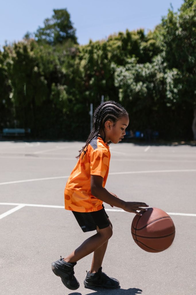 Visitors Can Pick Up a Basketball and Shoot at Different Hoops